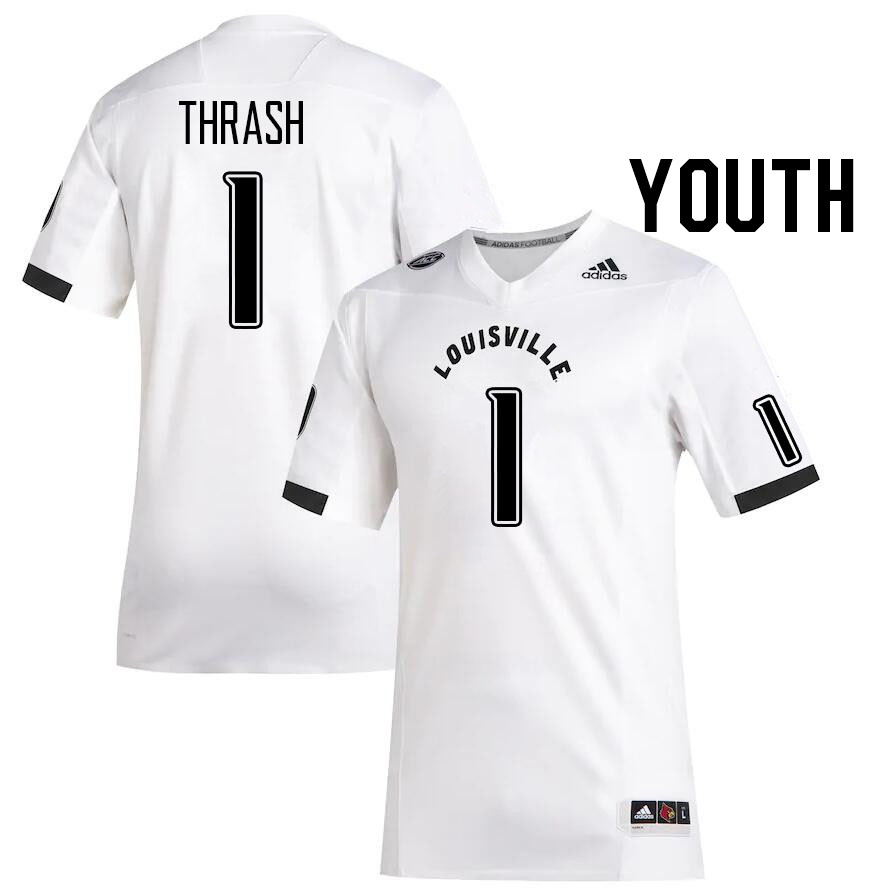 Youth #1 Jamari Thrash Louisville Cardinals College Football Jerseys Stitched Sale-White